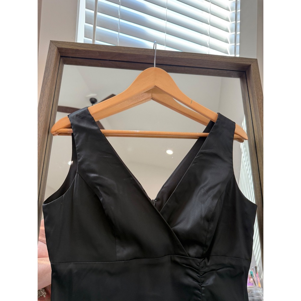 Vintage Donna Ricco Black V-Neck Ruched Sheath Dress Size 8P Little Black Dress - Picture 4 of 8